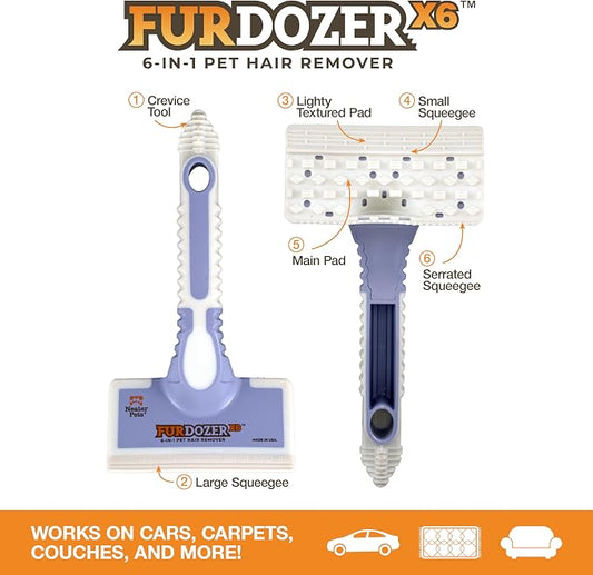 FurDozer Pet Hair Remover & Auto Detailing Tools - Cat & Dog Hair Remover for Carpets, Car Interiors, Couches, Bedding, & Pet Furniture (Purple, (3 Pack) - X6, X3 PRO, X3 MINI) - Image 2