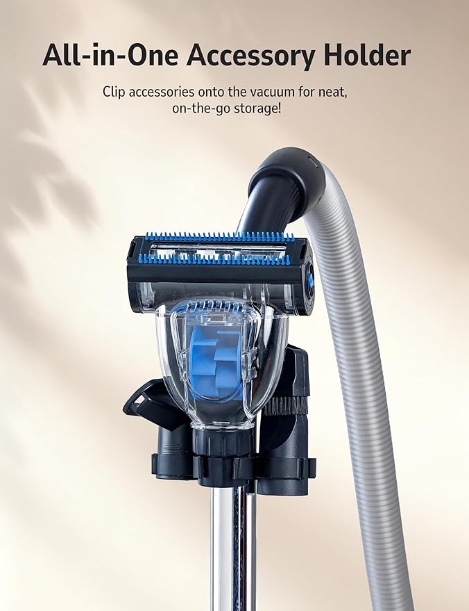 Aspiron 1700W Canister Vacuum Cleaner, 45Kpa Bagless Vacuum Cleaner, Multi-Cyclonic Filtration, 2 Anti-Allergen HEPA Filters, 3.5QT Dust Cup, 4 Tools, Corded Vacuum for Hard Floor, Pet Hair, Cerulean