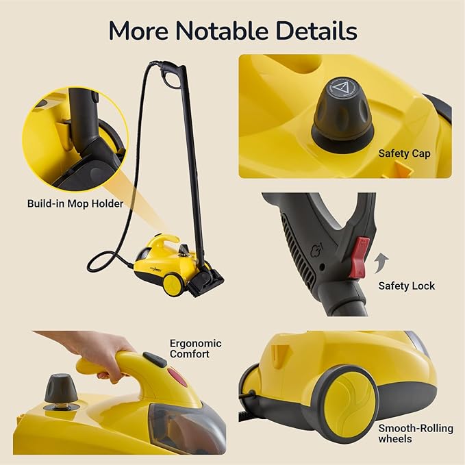 Heavy Duty Steam Cleaner with 2L Large Water Tank, 28-in-1 Multipurpose steam cleaner for home, High Temperature Deep Cleaning for Grout, Floor, Tile, Oven, Car, Window&Kitchen，no chemical