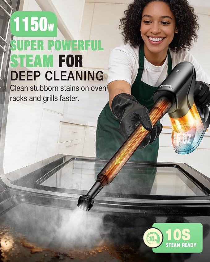 Heavy Duty Steam Mop for Floor Cleaning, 14-in-1 Lightweight Detachable Handheld Steam Cleaner with Multi-Purpose&Powerful, No-Chemical Floor Steamer for Home|Hardwood|Grout|BBQ|Window(Black)