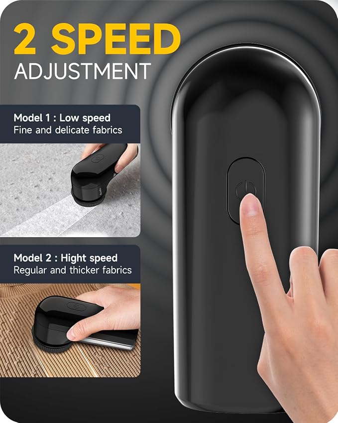 Ruidla Fabric Shaver Lint Remover, Sweater Shaver to Remove Pilling | Lint Shaver with 2-Speed Power Adjustment, Fuzz Shaver for Clothes Balls-Battery Operated, Easy Removable Bin for Fuzz(Black) - Image 4