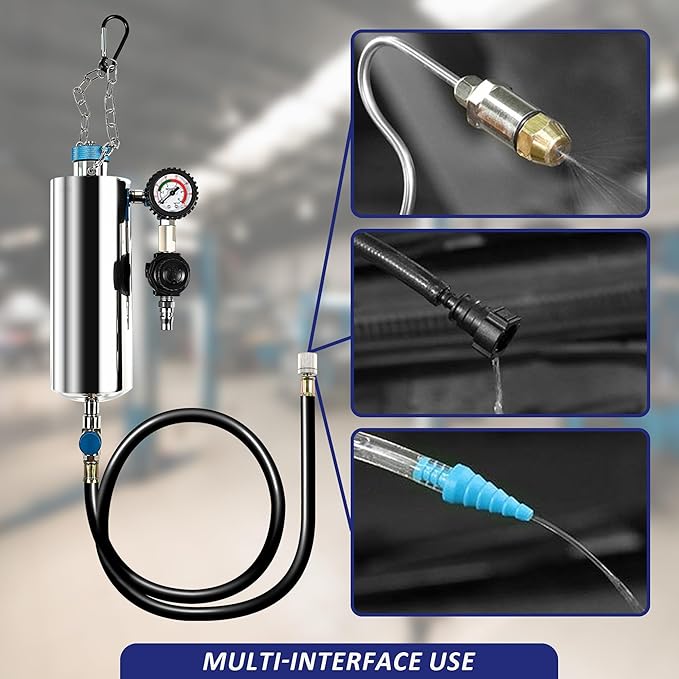 Fuel Injector Cleaner Kit, 1000ML 150PSI Non-Dismantle Fuel Injector Cleaner Machine, Pressure Adjustable Throttle/Intake System Cleaning Tool with 20x Adapters for Gasoline Car Vehicle Truck