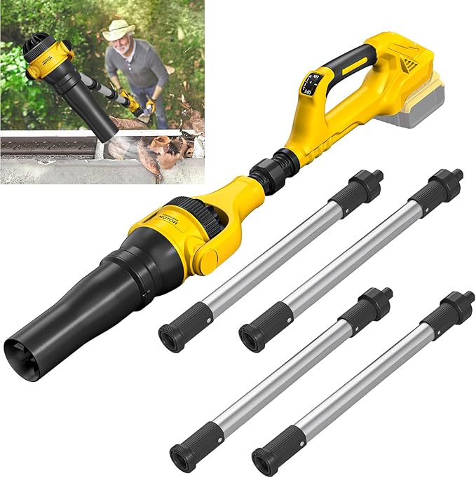 Roof Gutter Cleaning from The Ground, Leaf Blowers Cordless for Dewalt 20V Battery(Tool Only), 580CFM/180MPH, Brushless 3-Speed Motor for Gutter Cleaning Extension Attachment Kit for Garden,House