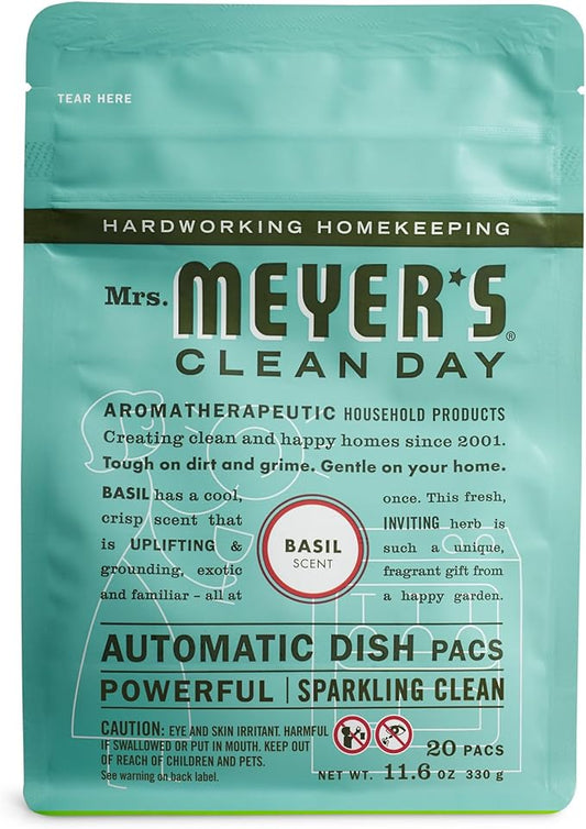 MRS. MEYER'S CLEAN DAY Automatic Dishwasher Pods, Basil, 20 Count
