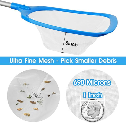 Hot Tub Skimmer Spa Net with 5ft Aluminum Pole Ultra Fine Mesh Net Handy Leaf Skimmer for Small Above Ground Pools Pick Up Fine Debris Lightweight Net
