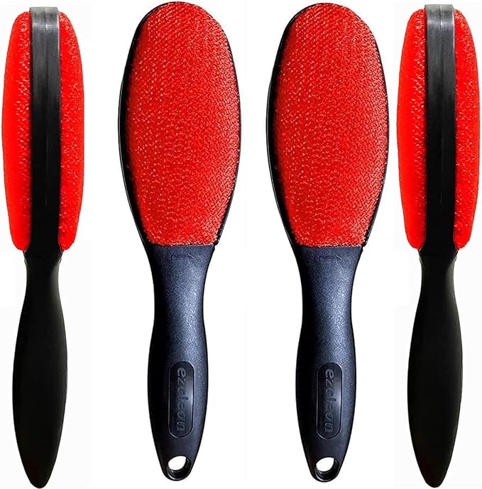 EZCLEAN 4-Pack Red Color Velvet Lint Brush for Clothes Furniture Couch, Pet Hair Remover, Reusable Double Sided Fabric Brush by Unknown