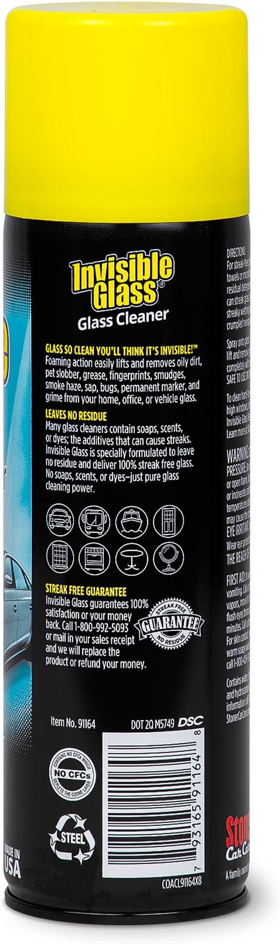 Invisible Glass 91164-4PK Premium Aerosol Glass Cleaner Spray for Car Windshields and Windows, Automotive and Home Window Cleaner, Streak-Free, Ammonia-Free, Tint-Safe ?€? 19 oz (Pack of 4)