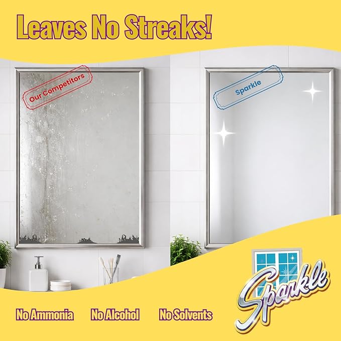 Sparkle Glass Cleaner Spray Bottle & 1 Gallon Refill, Ammonia-Free Original Formula, Streak-Free Shine, 33.8 fl oz + 128 fl oz (Pack of 3)