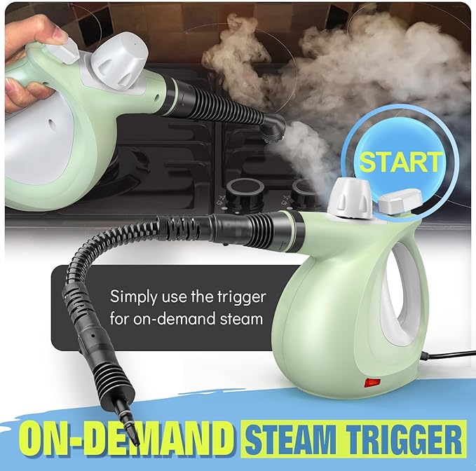 Steam Cleaner, Powerful Pressurized Handheld Steam Cleaner for Home with 11-Pc Set – Chemical-Free Multi-Surface Steamer for Effective Cleaning, Perfect for Furniture, Upholstery, Grout, Couch & Car