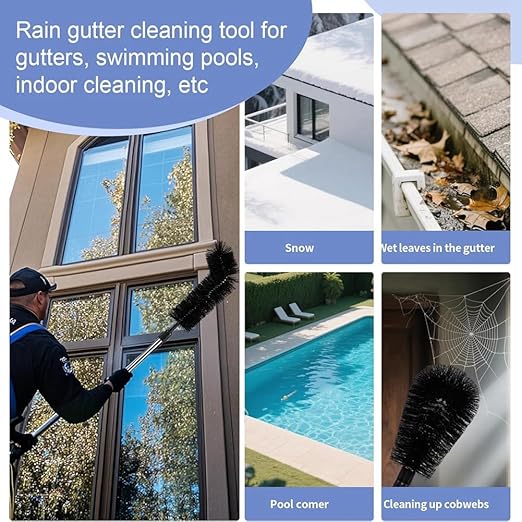 Aboiled Adjustable Gutter Cleaning Tool - Long Reach Gutter Cleaner & Brush Safe Efficient Gutter Maintenance