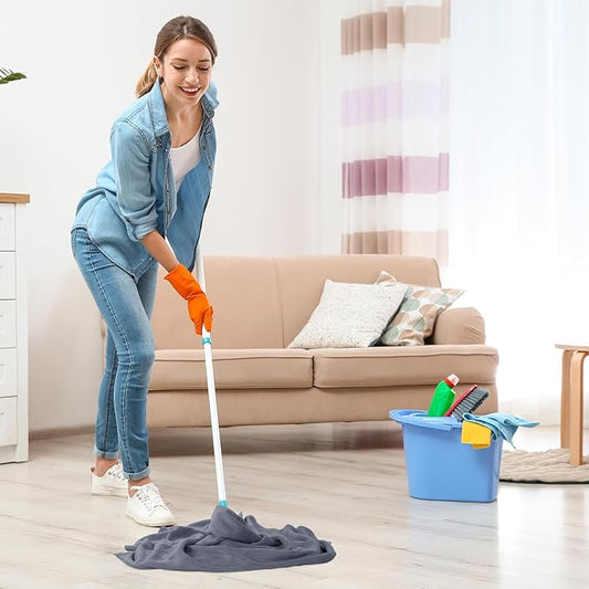 10 Pcs Extra Large Microfiber Cleaning Cloth 30" x 20" Large Floor Microfiber Towel Reusable Washable Free Lint Free Cloth Rag for Squeegee Mop Floor Window Housekeeping (White, Gray)