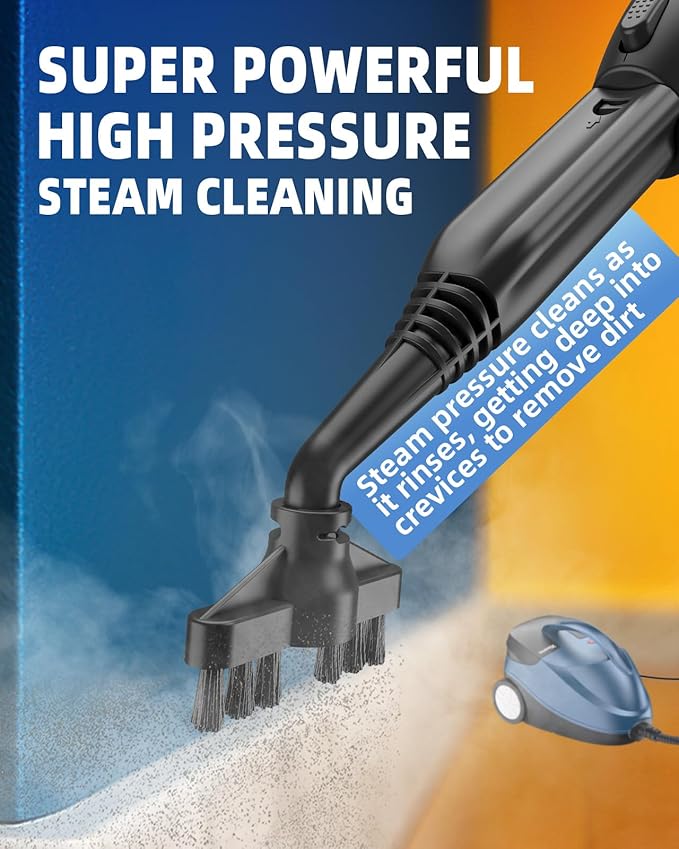 Pressurized Handheld Steam Cleaner for Home Use with 30 Accessories – Heavy Duty Portable Steamer with 1.5L Tank for Tile Floors, Couches, Cars, Removes Dirt, Grease & Grout
