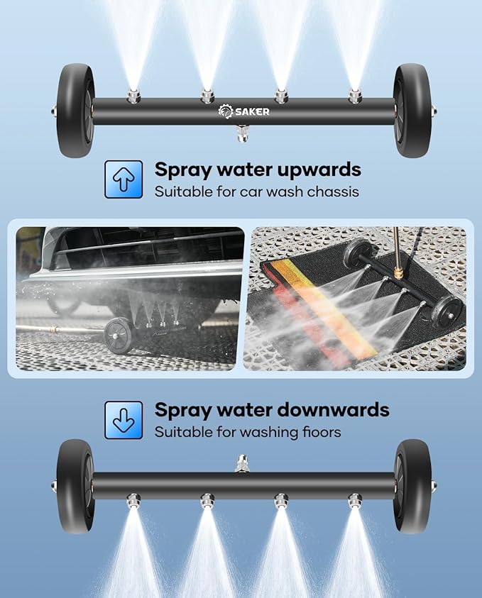 Saker Undercarriage Washer,16 Inch Pressure Washer Undercarriage Cleaner,4000 PSI Under Carriage Washer Attachment Under Car Cleaner with 3 Extension Wands and Pressure Washer Gun