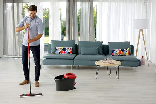 Vileda Ultramax Turbo XL Set, XL Floor Mop with Telescopic Handle for Large Surfaces, Microfibre Mop Cover, Bucket with Spinner, for All Hard Floors, Love It Clean, Eco Packaging