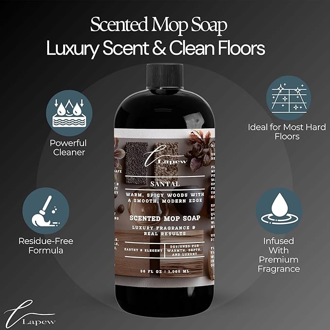Lapew Santal Bundle – Carpet Deodorizer Powder & Scented Mop Soap Set – Odor Eliminator for Pet-Friendly Homes