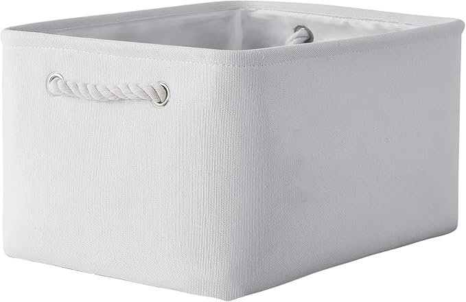 TheWarmHome Fabric Storage Bin, Large 1 Pack 15.7L*11.8W*8.3H Storage Basket for Home Storage and Organization, Shelf Basket with Cover for Living Room Bedroom Closet???White