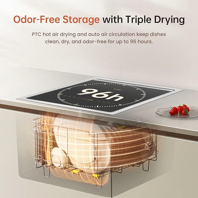 FOTILE 2-in-1 Top Load Dishwasher, 21" Compact Design with HydroJet Technology, Energy Efficient 15-Min Fast Wash with Produce Wash, Stainless Steel Tub, Odor-Free Storage, and Child Lock