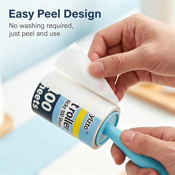 Otylzto 600 Sheets Extra Sticky Lint Rollers for Pet Hair lint Remover | Easy Spiral Tear for Clothes with Ergonomic Handle, for Furniture, Carpet, Car Seat, Lint roller refills house necessities - Image 4