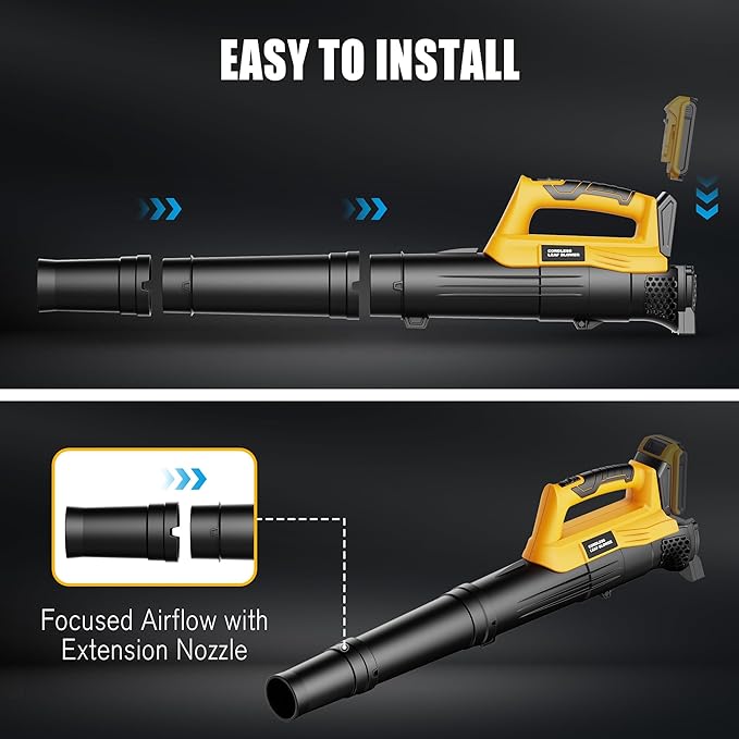 Cordless Leaf Blower(No Battery) Compatible with Dewalt 20V MAX XR Battery - 400 CFM/130 MPH Electric Leaf Blowers for Deck, Patio, Driveway,Yard,Garage Cleaning (Tool Only)