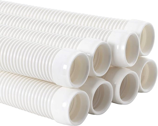 U.S. Pool Supply Pool Vacuum Hose, 8 Piece Pool Hose Set - 40" White Flexible Spiral Wound Connector Sections with 1.5" Male & Female Cuff Ends, Replacement Fits Most Inground Automatic Cleaner Brands