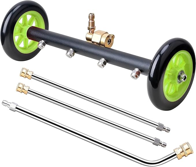Undercarriage Pressure Washer Attachment 16 Inch Power Washer Water Broom with 4 Nozzles Dual-Function Pressure Washer Undercarriage Cleaner With 3 Pieces Extension Wand 4000 PSI