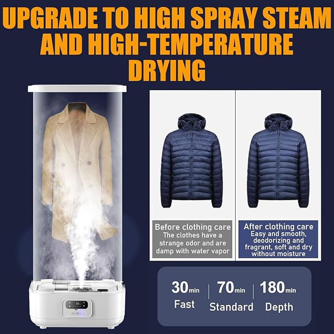 900W Upgraded Garment Steamer - Vertical Steam Iron, Wireless Automatic Quick-Drying Steam Machine with Anti-Wrinkle, Folding Portable & Steam Closet, for Hanging Clothes, Clothes & Fabric