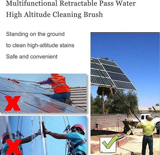 Window Cleaning Telescopic Pole, Window Cleaning Pole Water Fed Pole Kit for Cleaner Conservatory Roof Photovoltaic Panel Cleaning Extendable Solar Panel Roof Cleaning Tools,50cmBrush-9mRod