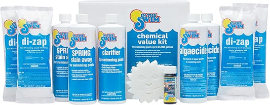 In The Swim Super Swimming Pool Chemical Value Kit – for Above Ground and In-Ground Pools – Treats Up to 35K Gallons