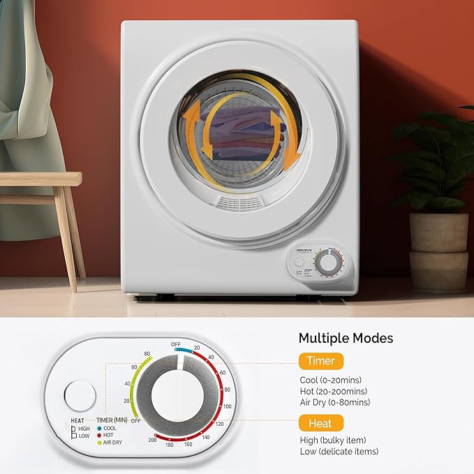 ROVSUN 17.8LBS Full Automatic Washing Machine and 1.5CuFt Portable Clothes Dryer Set, Compact Laundry Washer and Dryer Combo Set with Stainless Steel Inner Tub, for Apartment, Dorms, Home