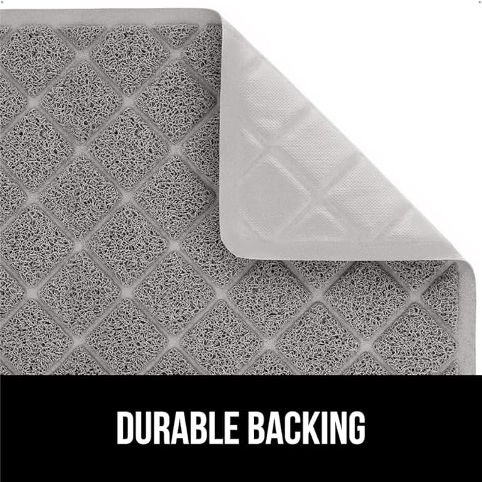 GORILLA GRIP Cat Litter Box Mat, Water Resistant, US Designed Kitty Litter Trapping Mats, Easy to Clean, Scatter Control, Less Mess and Clean Floors, Kitten Supplies for Indoor Cats, 17x11 Grey