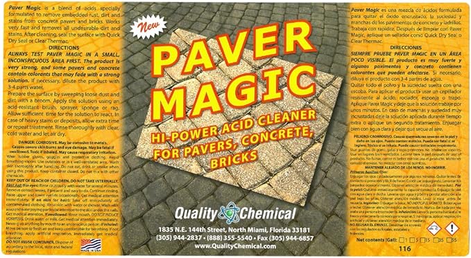 Quality Chemical Paver Magic - High Power Concrete, Brick and Paver Cleaner - Outdoor Stain Remover - 128 oz (Pack of 2)