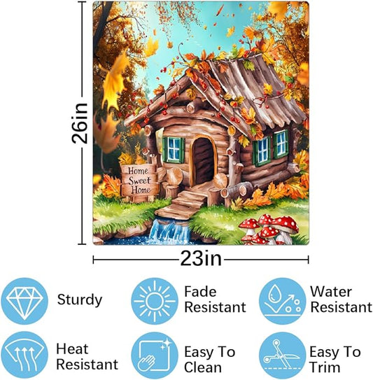 Autumn House Fall Dishwasher Magnet Cover for The Front Magnetic Dishwasher Door Covers Dish Washer Sticker Wrap Home Decorative Appliances Panel Decal Kitchen Decor 23" x 26" (Magnetic)