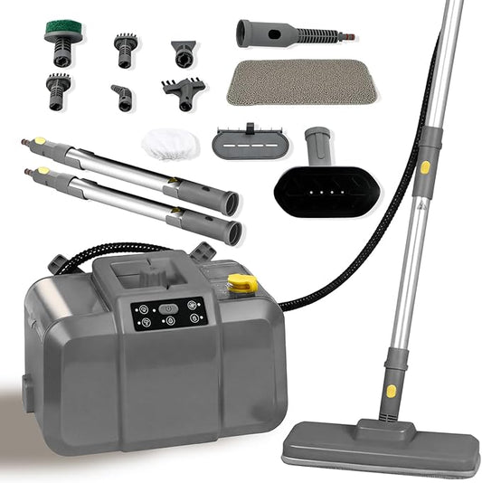 Steam Cleaner, Chemical-Free High-Pressure Commercial Steamer Cleaner with Unlimited Steam Injection, Fast Heat-Up, 2.2L Capacity, 14 Accessories for Floors, Grout, Upholstery (gray)
