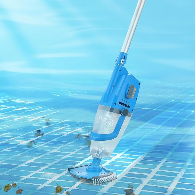 VEVOR Pool Vacuum, 26 GPM Handheld Cordless Hot Tub Vacuum with Extension Pole, for Deep Cleaning & Strong Suction, Rechargeable Pool Cleaner, Running up to 1Hour, for Above Ground/Inground Pool Spas