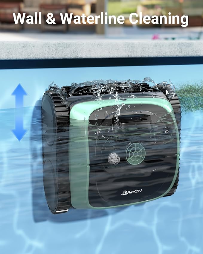 Pool Vacuum for Inground & Above Ground Pools, 4-in-1 Cordless Pool Cleaner, 150 Mins Runtime, APP Control, Triple-Motor & Smart Paths, Wall & Waterline Clean up to 1,614 Sq.ft (Black Green)