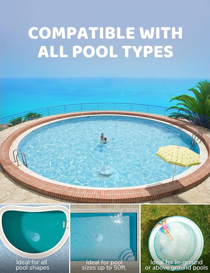 Robotic Pool Cleaner, Pool Vacuum for Above Pools with Dual-Drive Motors, Self-Parking Technology for Above-Ground Flat Pools up to 645sq.ft (Lasts 90 Mins)
