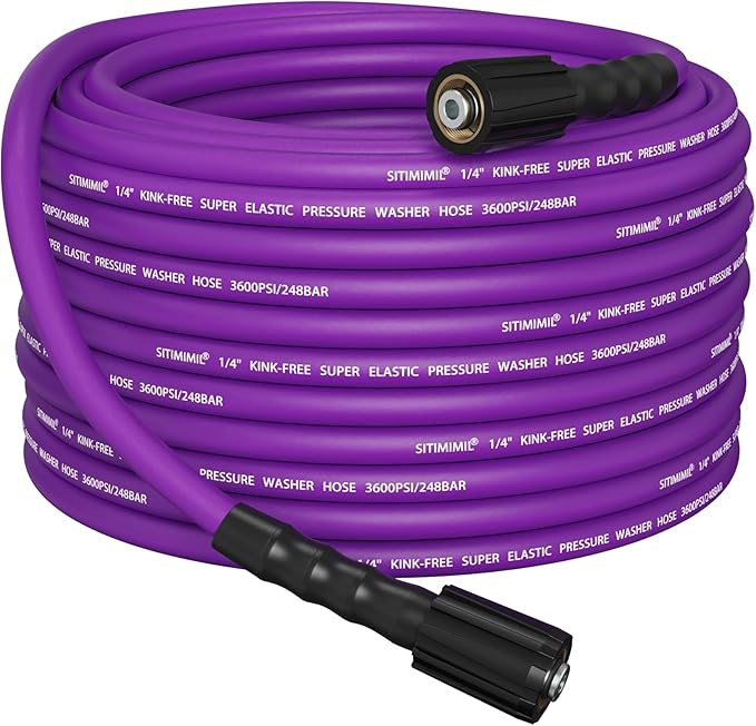 SITIMIMIL® Kink Resistant Super Flexible 1/4" Pressure Washer Hose 25FT, 3600PSI, M22-14mm, Universal Electric Power Washer Hose Replacement for Ryobi, Troy Bilt, Greenworks, More High Pressure Hose