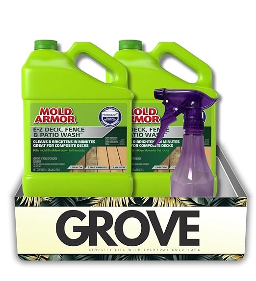 2x Mold Armor Deck/Fence/Patio Wash 1 gal Bundle with Spray Bottle – Removes Mold, Algae, and Brightens Wood Surfaces – Outdoor Cleaner Decks, Fences, and Patios – Gift Set (3 Items)
