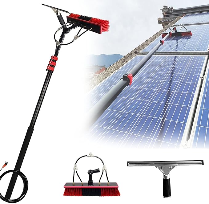 Window Cleaning Pole, Water Fed Telescopic Window Cleaning Brush, Extendable Cleaner Roof Cleaning Tools Window Cleaner Kit for Photovoltaic Panel, Trucks, Bus, Cars,3.6m