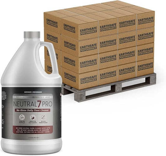 Performance Neutral 7 Pro Floor Cleaner – 48-Case Pallet, 192 One Gallon Bottles, pH Neutral, No-Rinse, Low-Foam, Lemon Scented, Safe on Vinyl, Wood, Tile, Concrete, For Mop & Scrubber Use