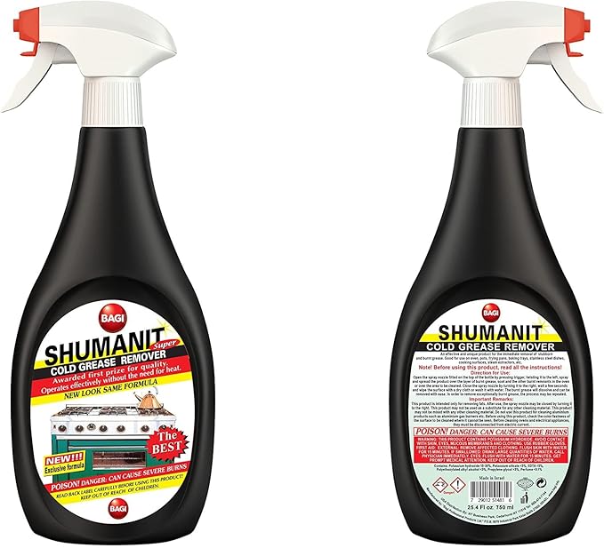 Bagi SHUMANIT - 25.4 Oz Cold Grease Remover. Spray for The immediate Removal of Stubborn and Burnt fats/Grease: 6Pk