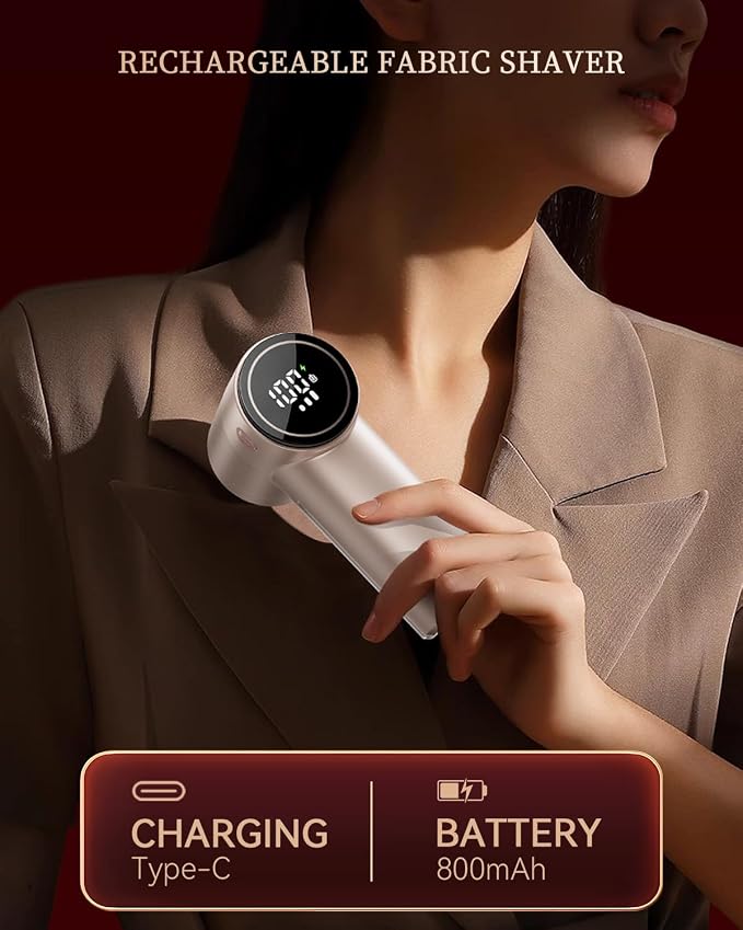 Fabric Shaver, Rechargeable Lint Shaver with Digital Display, 3-Speeds Sweater Shaver with 6-Leaf Blades, Electric Portable Lint Remover to Remove Pilling for Clothes, Furniture, Couch, Blanket - Image 5