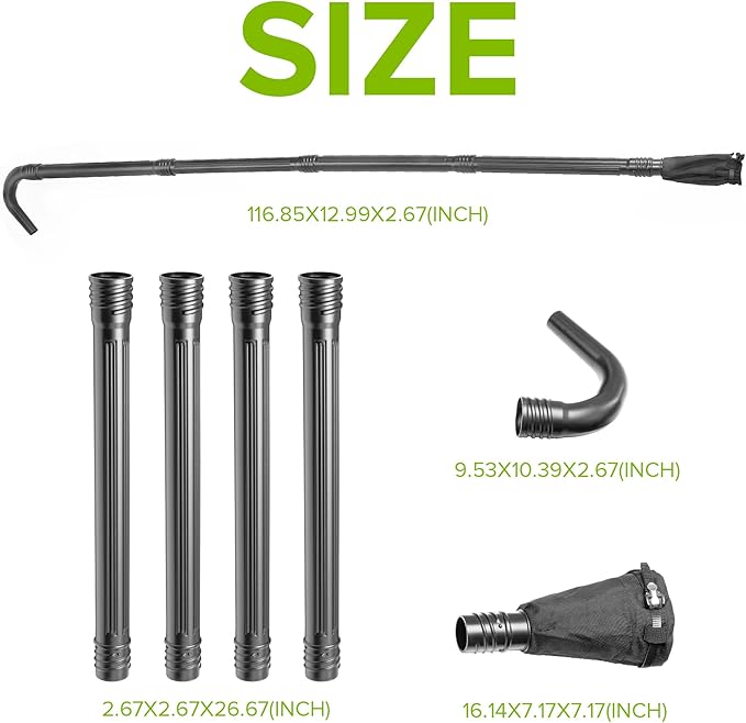 Greenworks Gutter Cleaning Kit - Up to 11 ft reach - Compatible with Greenworks 40V, 60V & 80V Blowers with 450+ CFM up to 5-inch diameter