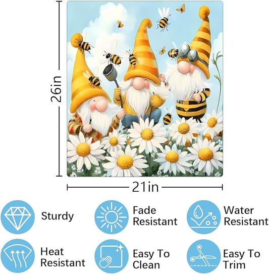 Dishwasher Magnet Cover Cartoon Bee Gnome Daisy Reusable Dishwasher Magnetic Cover Sticker Decorative Dish Washer Door Cover Panel for Home Kitcen Appliance, 21x26 in