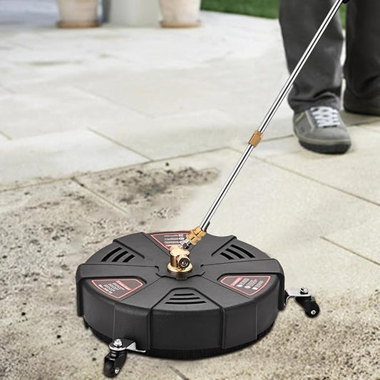 Outdoor Cleaner - Cleaner with 3 Wheels, High Pressure Washer Cleaner | Cleaner with Flexible Bristle Skirt, Cleaning Tool for Patio, Deck, Driveway (Black)