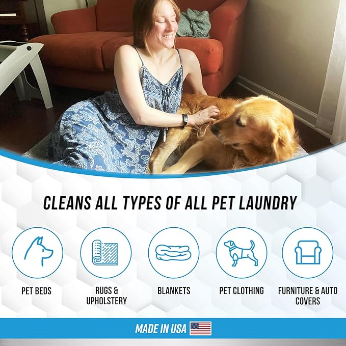 ACTIVE Pet Laundry Detergent and Washing Machine Cleaner Tablets - Includes 2lb Pet Odor Detergent Powder and 24ct Washing Machine Cleaning Tablets