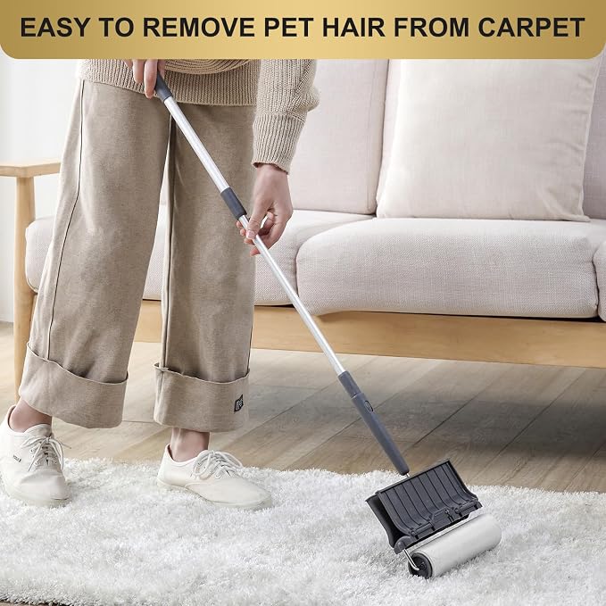 Fedicelly Lint Rollers Pet Hair Extra Sticky Floor with Long Handle,Large Cat Dog Hair Remover Laundry Clothes Carpet Furniture,6.3 inches Wider with 320 Sheets Giant Lint Remover Brush for Couch - Image 6
