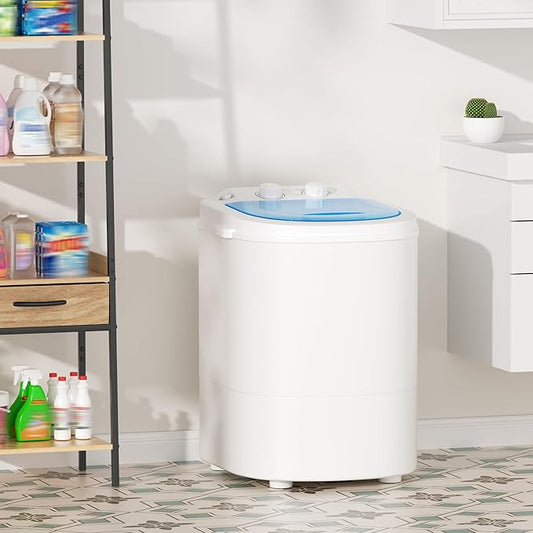 INTERGREAT Portable Washing Machine, 5.5 Lbs Compact Mini Portable Washer, 110V Single Tub Laundry Washer Machine for Apartments, Dorms, Traveling, RV, Blue