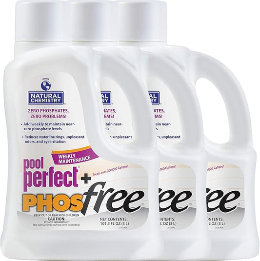 Natural Chemistry Pool Perfect + Phosfree, 3 L, 3 Pack, Phosphate Remover, Reduces Waterline Rings, Unpleasant Odors & Eye Irritation