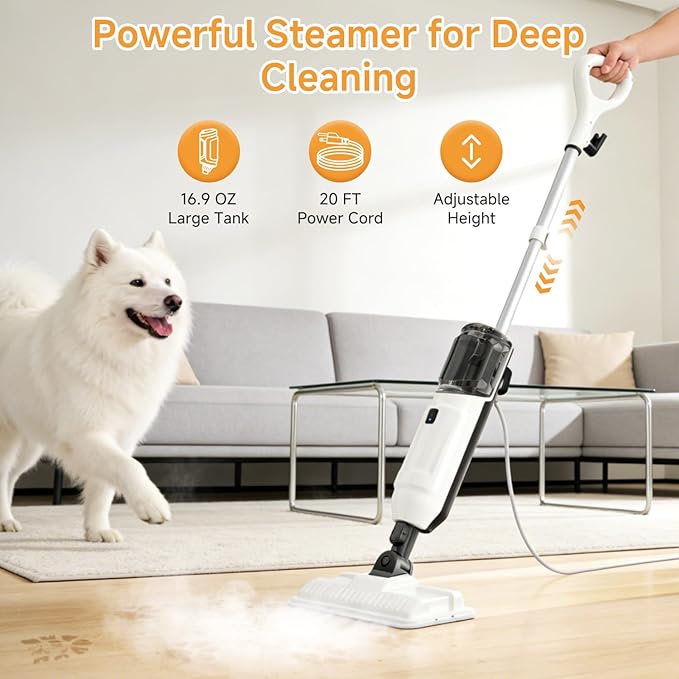 Steam Mop, Multi-Purpose Steam Cleaner for Home Steamer for Floor Cleaning, Floor Steamer Cleaner for Deep Cleaning with Handheld Steamer Mops Accessories, Pet Steam Mop Cleaner for Hardwood, Tile
